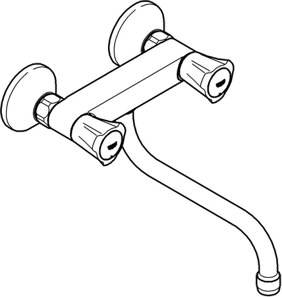 GROHE 2-Gr-Spültisch-Wand-Armatur Costa chr, schwenkb. Auslauf 