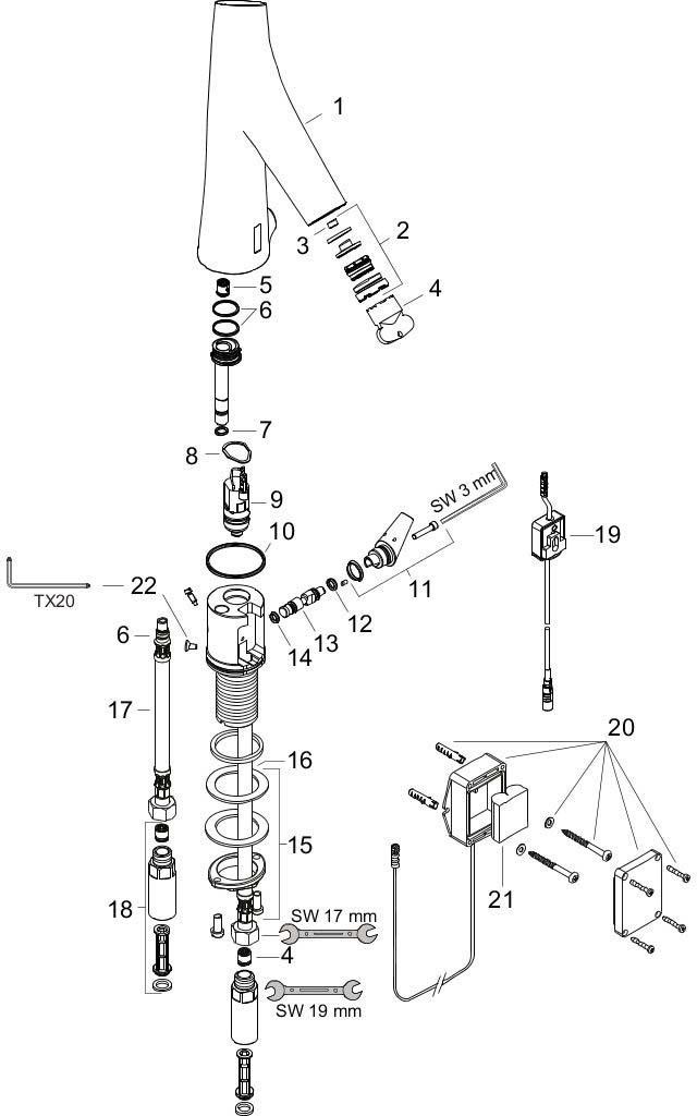 hansgrohe WT-Armatur Axor Starck Organic Batt, El., m Temp