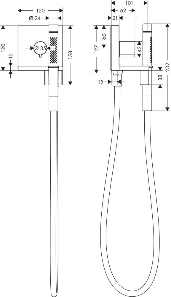 hansgrohe FMS Axor Starck 120/120 squ DN 15, Handbrausemodul 