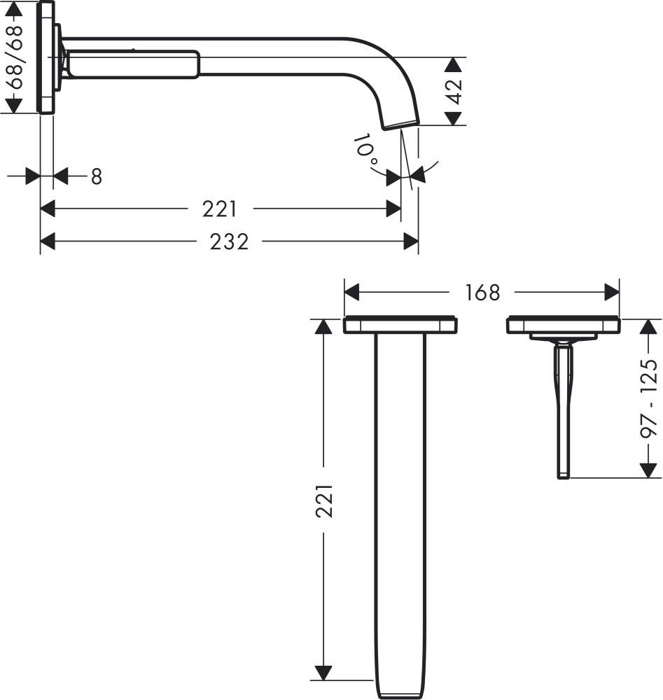 hansgrohe Fertigset Axor Citterio E UP, EH-WT-Mischer, Ausl. 221mm