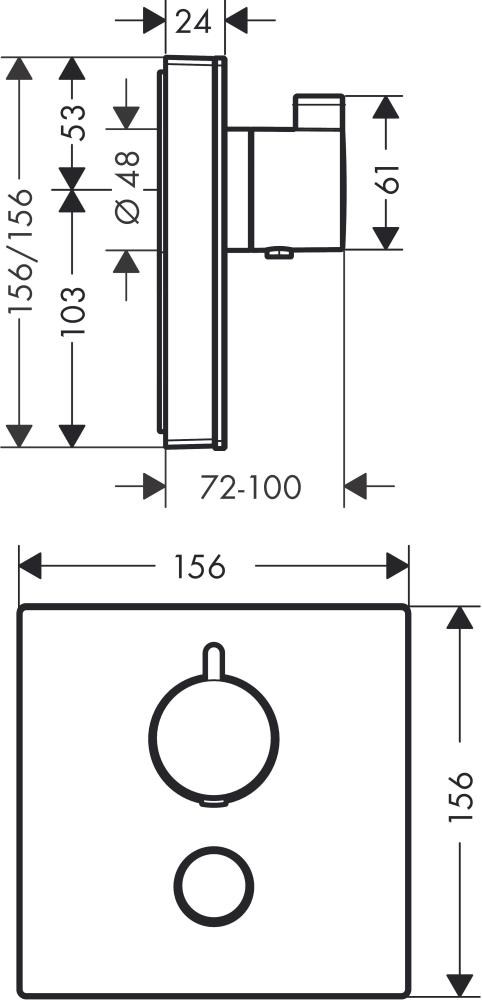 hansgrohe Fertigset ShowerSelect Highflo UP-THM, f 1 Verbr., Glas 