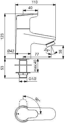 IS Standventil CeraPlus 2 Ausladung 77mm, chrom | Köstner 