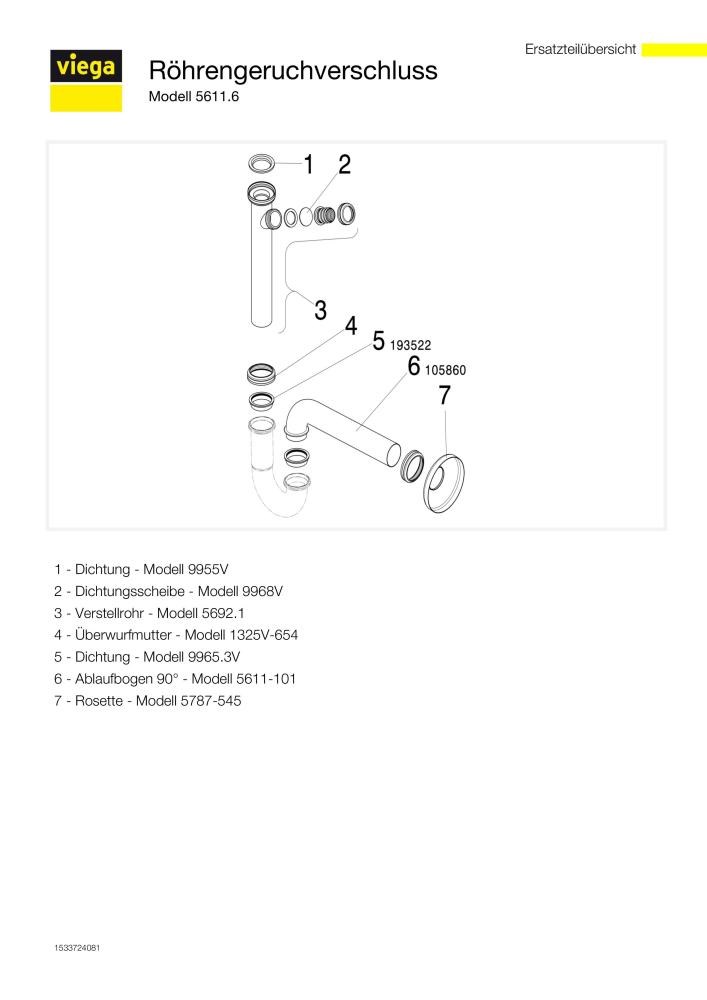 Viega Röhrengeruchv.-Plus-Siphon 5611.6 G 1 1/4, MS vc, m Schl 